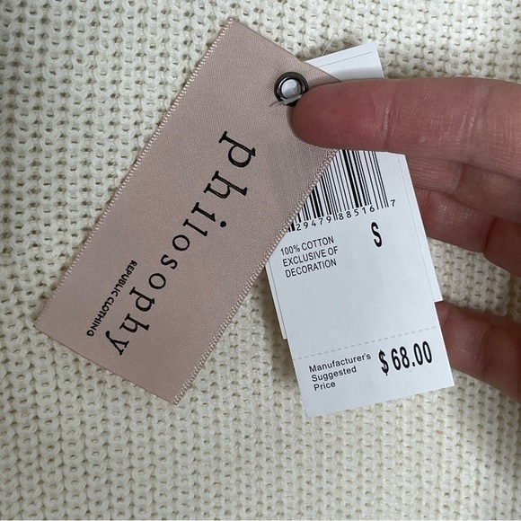 Philosophy Size Small Knit Ivory Beaded Cap Sleeve NEW Sweater Cotton Rhinestone - Picture 5 of 8